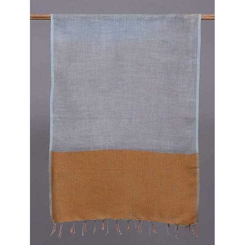 Women Multicolour Handwoven Linen Stole - Charkha TalesWomen Multicolour Handwoven Linen Stole