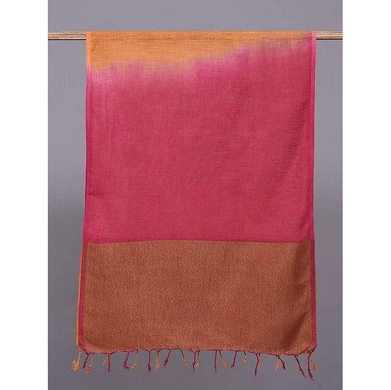 Women Multicolour Handwoven Linen Stole - Charkha TalesWomen Multicolour Handwoven Linen Stole