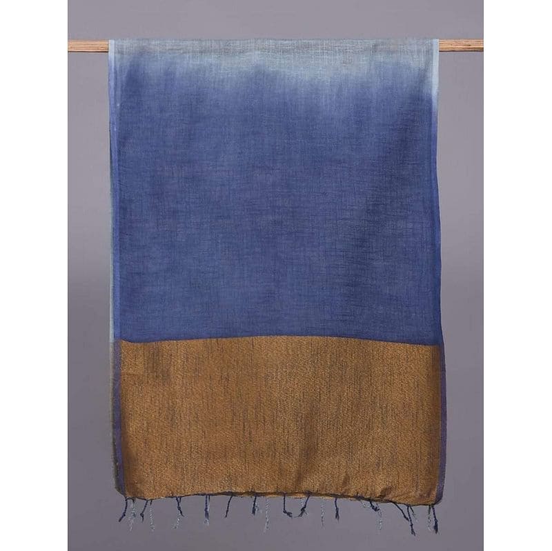 Women Multicolour Handwoven Linen Stole - Charkha TalesWomen Multicolour Handwoven Linen Stole