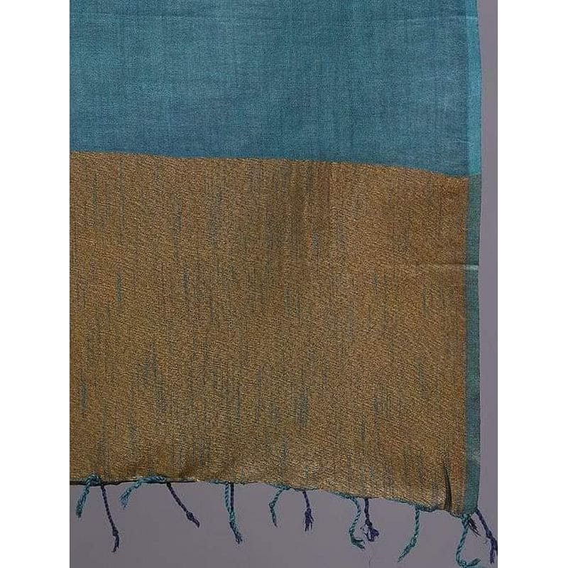 Women Multicolour Handwoven Linen Stole - Charkha TalesWomen Multicolour Handwoven Linen Stole