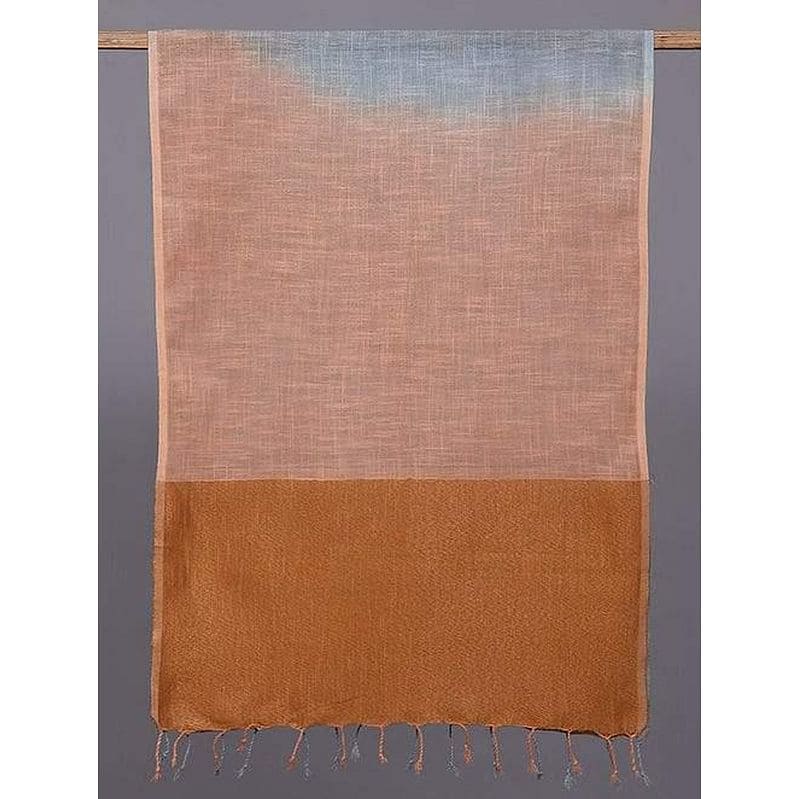 Women Multicolour Handwoven Linen Stole - Charkha TalesWomen Multicolour Handwoven Linen Stole