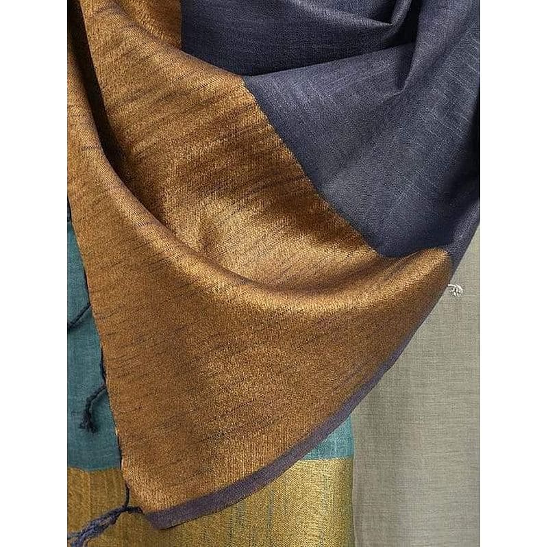Women Multicolour Handwoven Linen Stole - Charkha TalesWomen Multicolour Handwoven Linen Stole