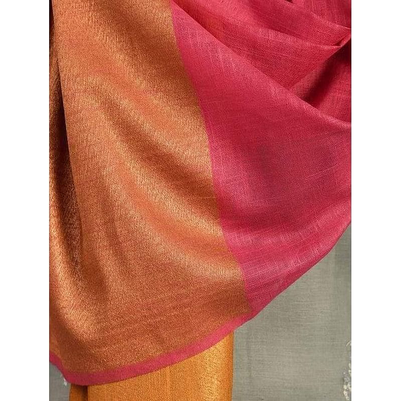 Women Multicolour Handwoven Linen Stole - Charkha TalesWomen Multicolour Handwoven Linen Stole