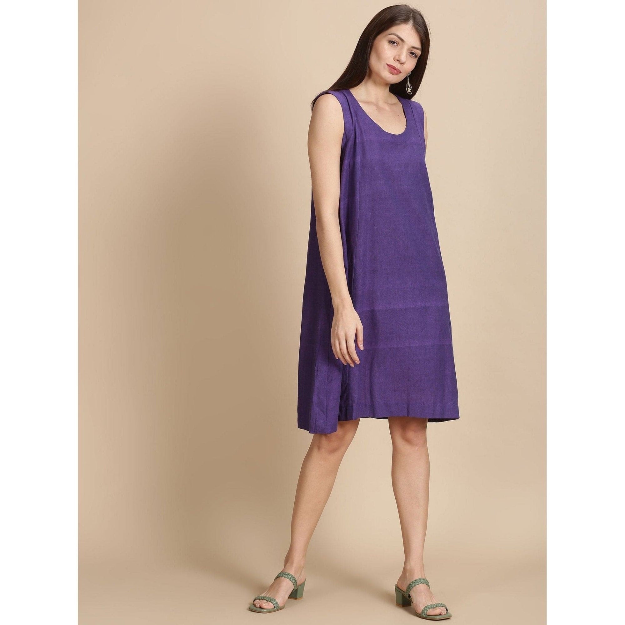 Women Purple Embroidered Dress - Charkha TalesWomen Purple Embroidered Dress