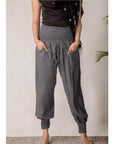 Women Yoga Grey Harem Pants - Charkha TalesWomen Yoga Grey Harem Pants
