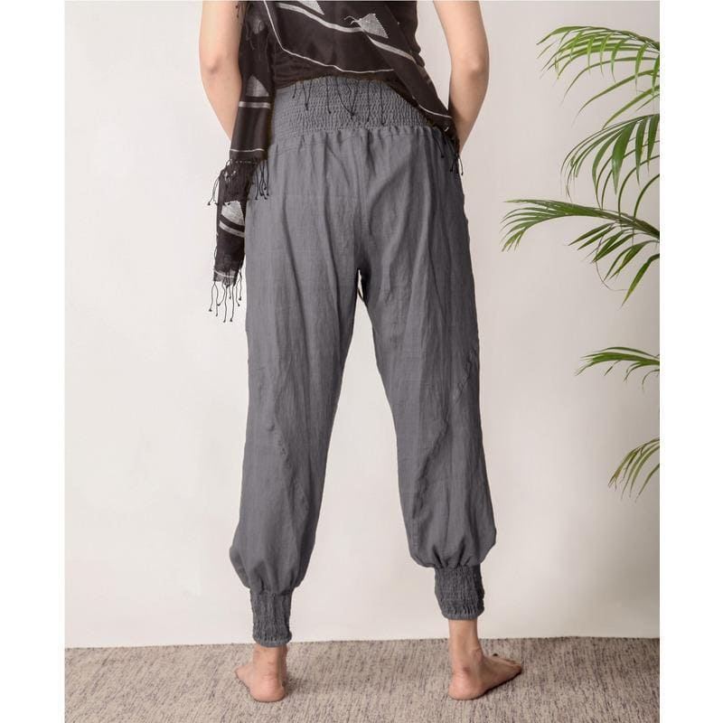 Women Yoga Grey Harem Pants - Charkha TalesWomen Yoga Grey Harem Pants