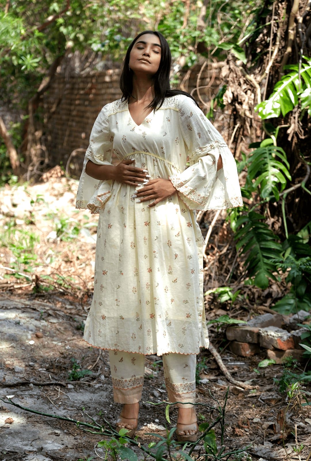 Yellow Chikankari Kurti