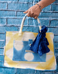 Yellow & Blue Tote Bag - Charkha TalesYellow & Blue Tote Bag