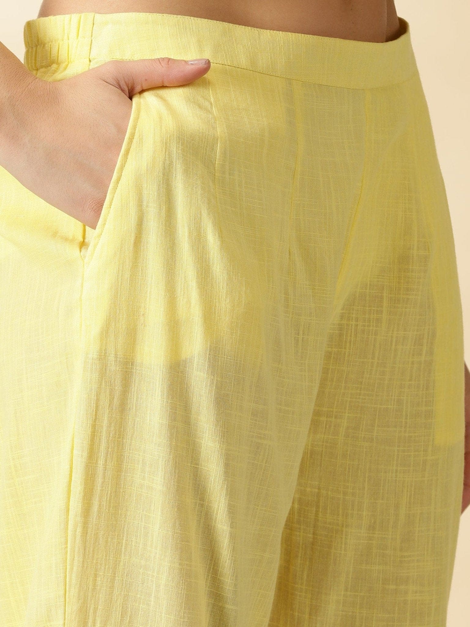 Yellow Chikankari Co-ord Set - Charkha TalesYellow Chikankari Co-ord Set