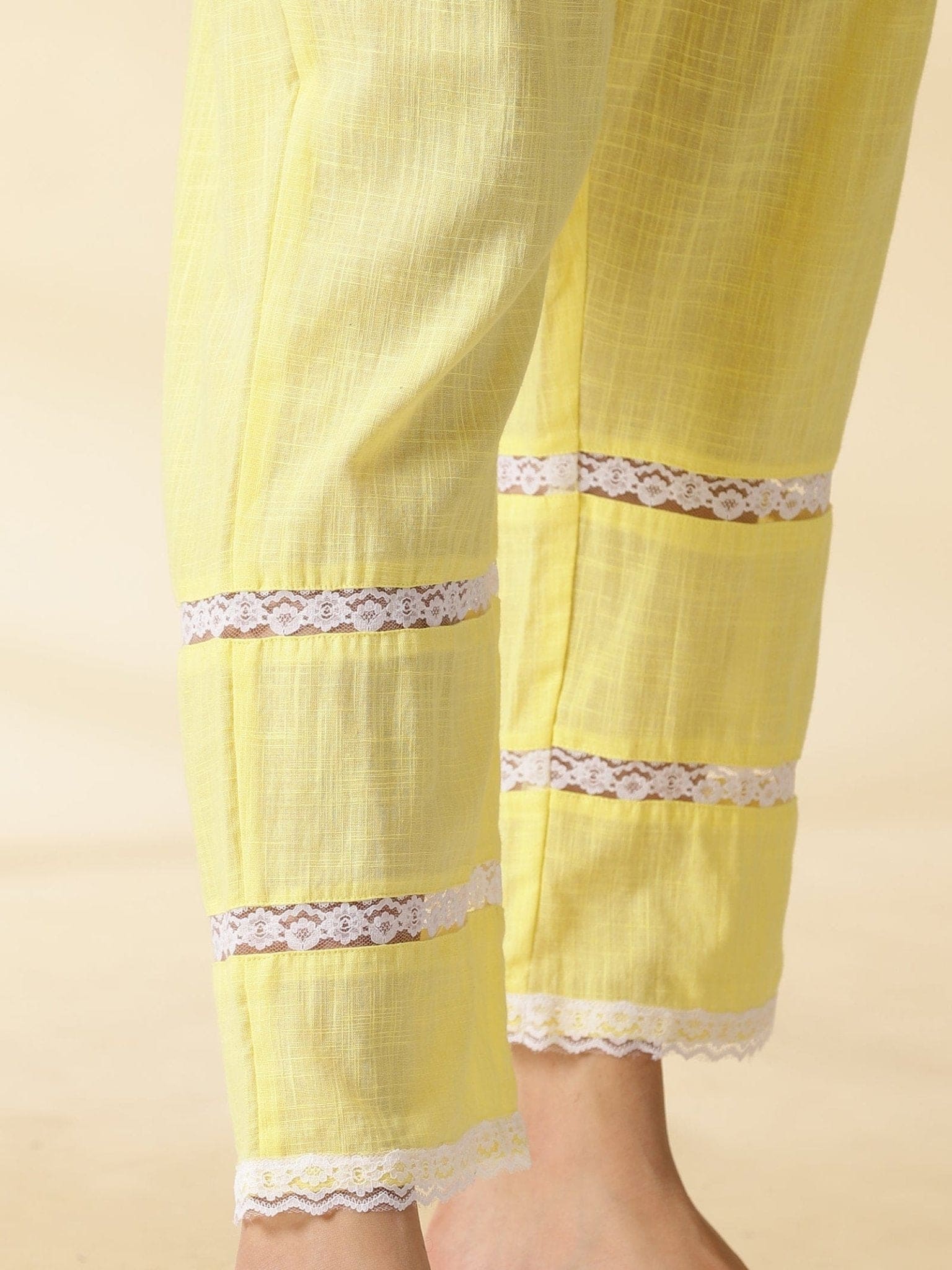Yellow Chikankari Co-ord Set - Charkha TalesYellow Chikankari Co-ord Set