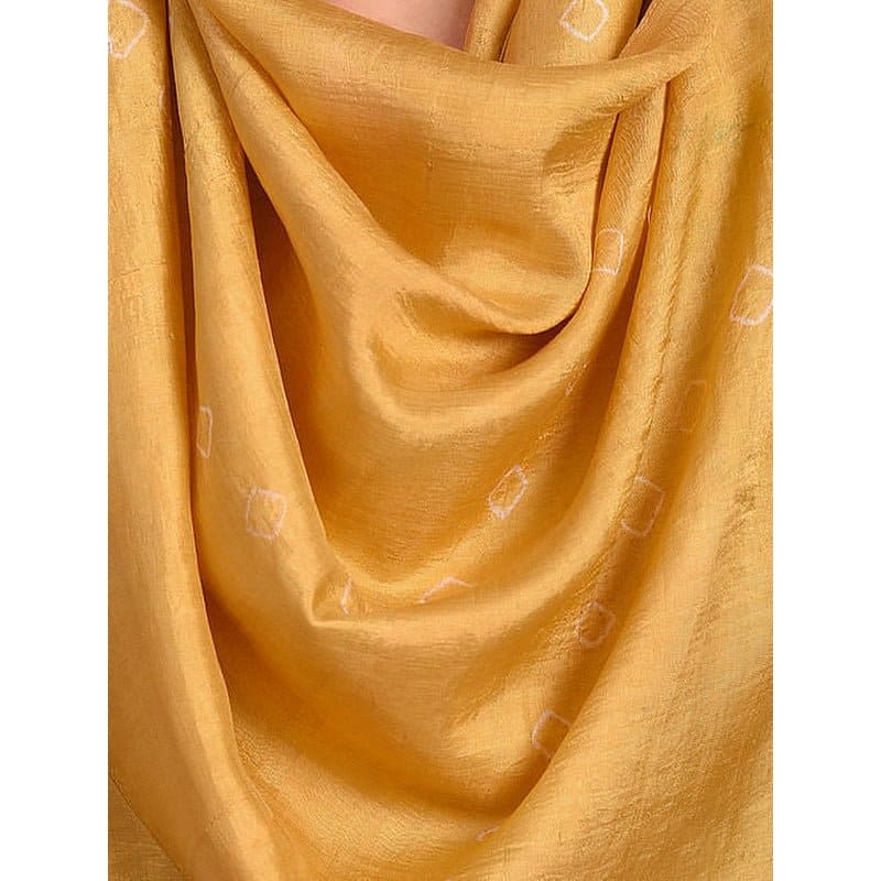 Yellow hand dyed Silk Scarf. - Charkha TalesYellow hand dyed Silk Scarf.