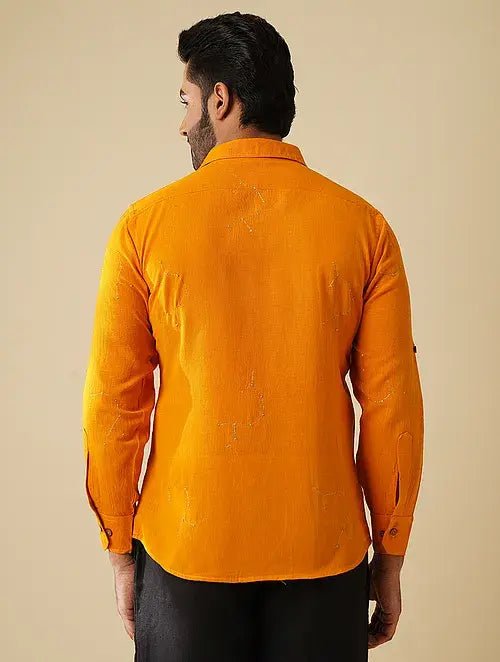 Yellow Khadi Cotton Shirt - Charkha TalesYellow Khadi Cotton Shirt