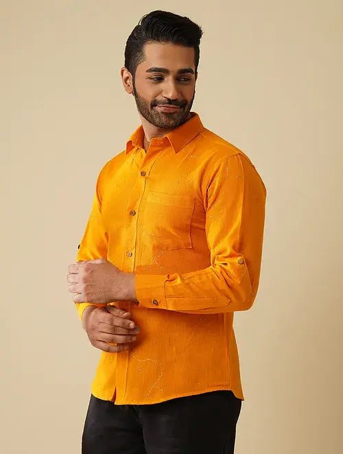 Yellow Khadi Cotton Shirt - Charkha TalesYellow Khadi Cotton Shirt