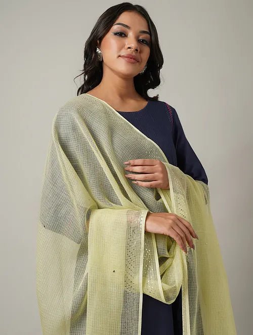 Yellow Mukaish Kota Dupatta - Charkha TalesYellow Mukaish Kota Dupatta