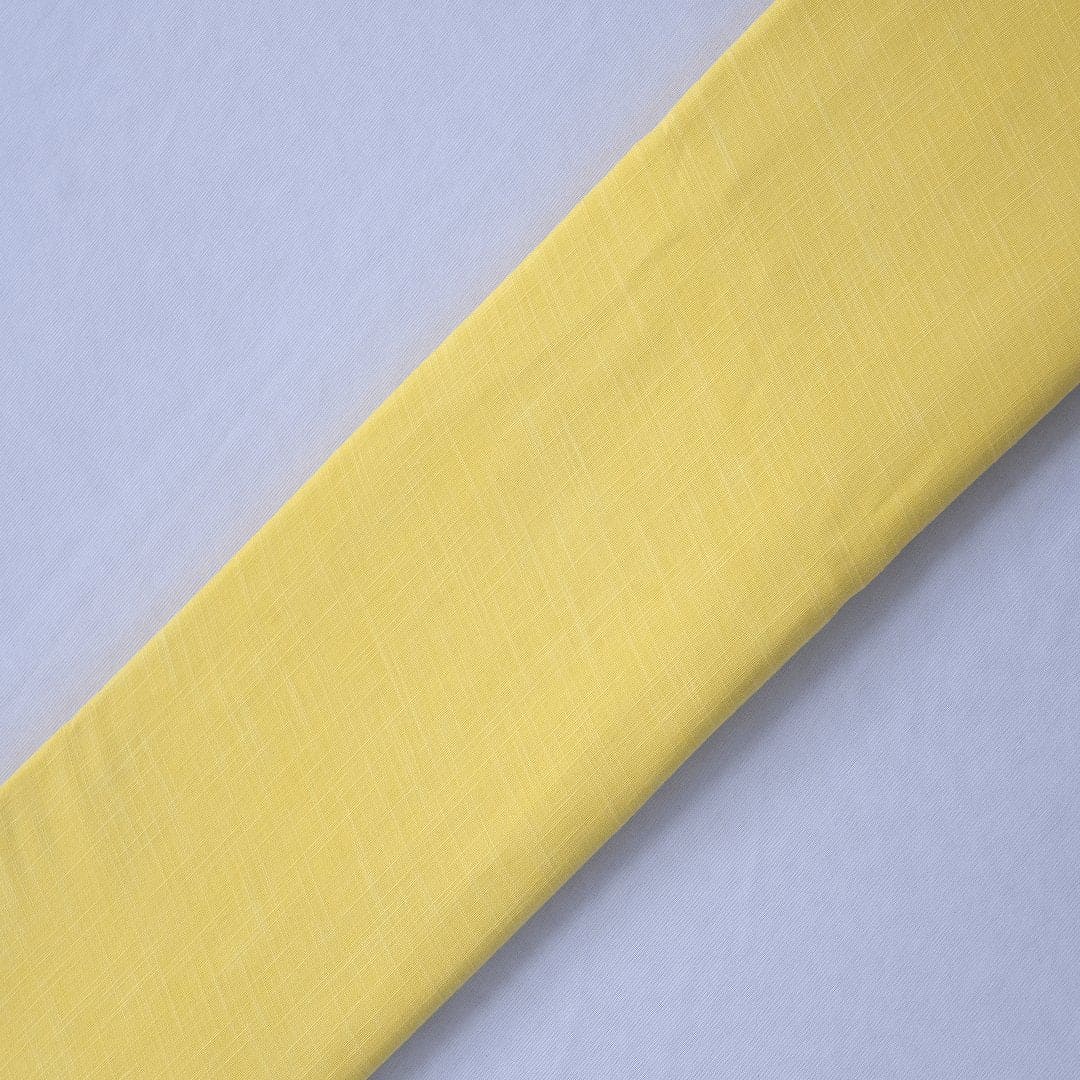 Yellow Pure Slub Cotton Fabric - Charkha TalesYellow Pure Slub Cotton Fabric