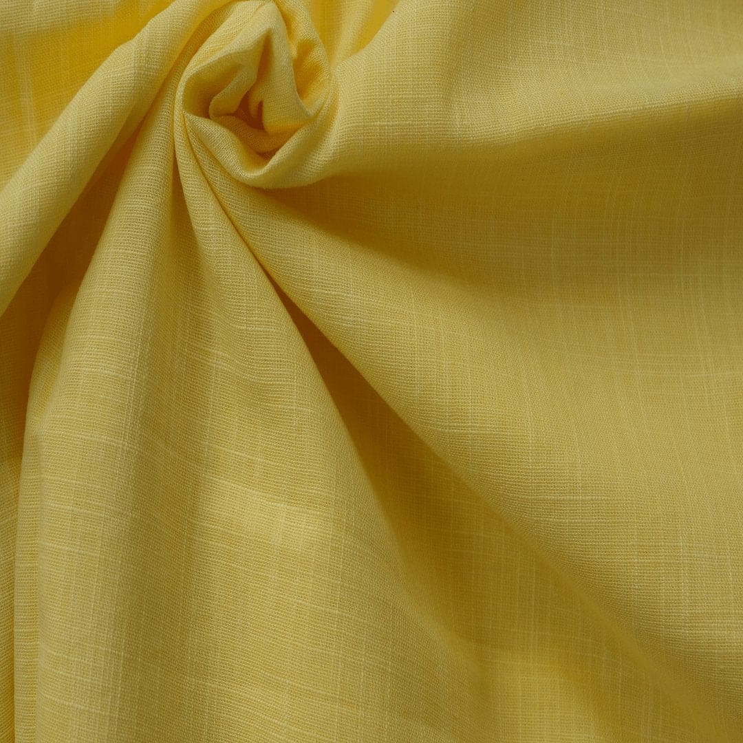 Yellow Pure Slub Cotton Fabric - Charkha TalesYellow Pure Slub Cotton Fabric