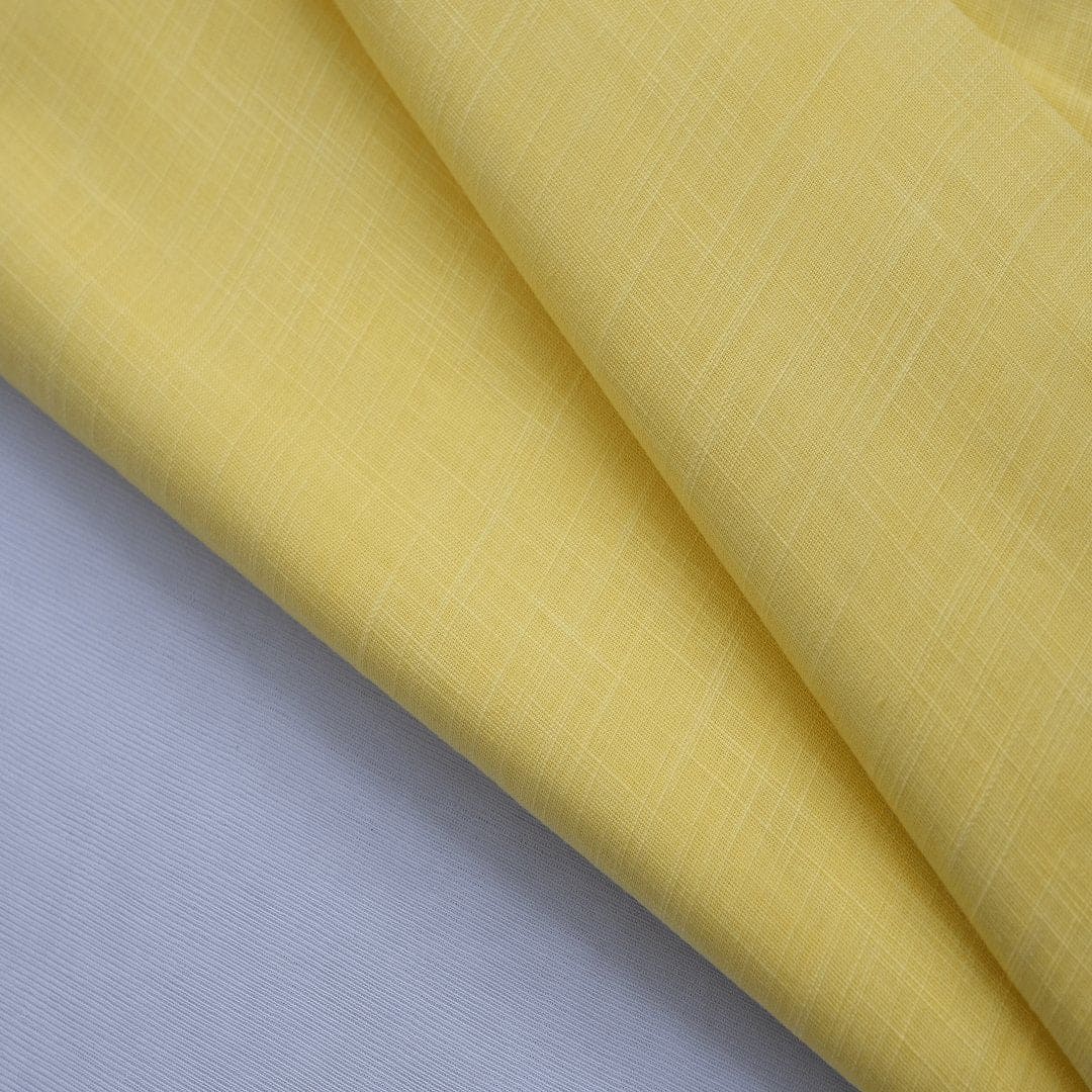 Yellow Pure Slub Cotton Fabric - Charkha TalesYellow Pure Slub Cotton Fabric