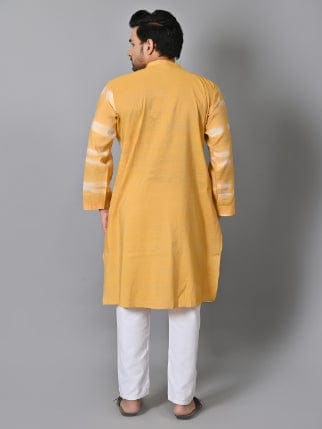 Yellow Tie Dye Men Long Kurta Set - Charkha TalesYellow Tie Dye Men Long Kurta Set