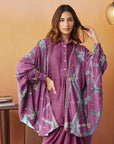 Purple Clamp Dyed Cape With Skirt (Set of 3)