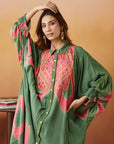 Green Clamp Dyed Kurta Set