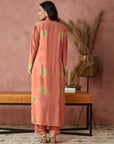 Orange Clamp Dyed Kurta Set