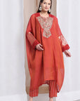 Zardozi Antifit Kurta Set - Rust