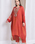 Zardozi Antifit Kurta Set - Rust