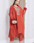 Zardozi Antifit Kurta Set - Rust