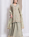 Gota & Patch Work Kurta With Lehenga and Dupatta - Light Green