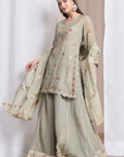 Gota & Patch Work Kurta With Lehenga and Dupatta - Light Green