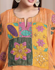 Kaftaan Cape With Handkerchief Dress - Orange Cape & Violet Dress