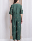 Women Zardozi Jumpsuit - Emerald Green