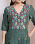 Women Zardozi Jumpsuit - Emerald Green