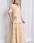 Women Zradozi Work Lahnga Kurta Set - Off-White