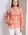 Women  Chikankari Shirt - Peach