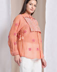 Women  Chikankari Shirt - Peach