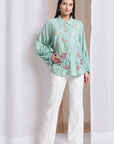 Women Chikankari Top - Aqua Green