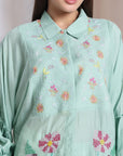 Women Chikankari Top - Aqua Green