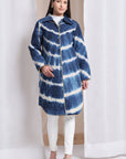 Quilted Winted Long Coat - Blue