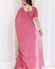 Zardozi Ruffle Saree - Pink