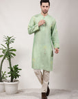 Green ChikanKari Silk Kurta Set