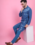 Blue Tie & Dye Men Kurta Set