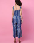 Indigo block printed Floral  applique work Jumpsuit.