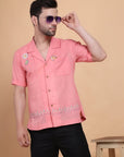 Pink Mirror Work Men Shirt