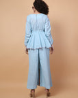 Dust Blue Mirror Work Co-Ord Set