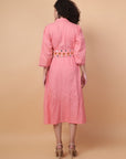 Salmon Pink Mirror Work Women Dress