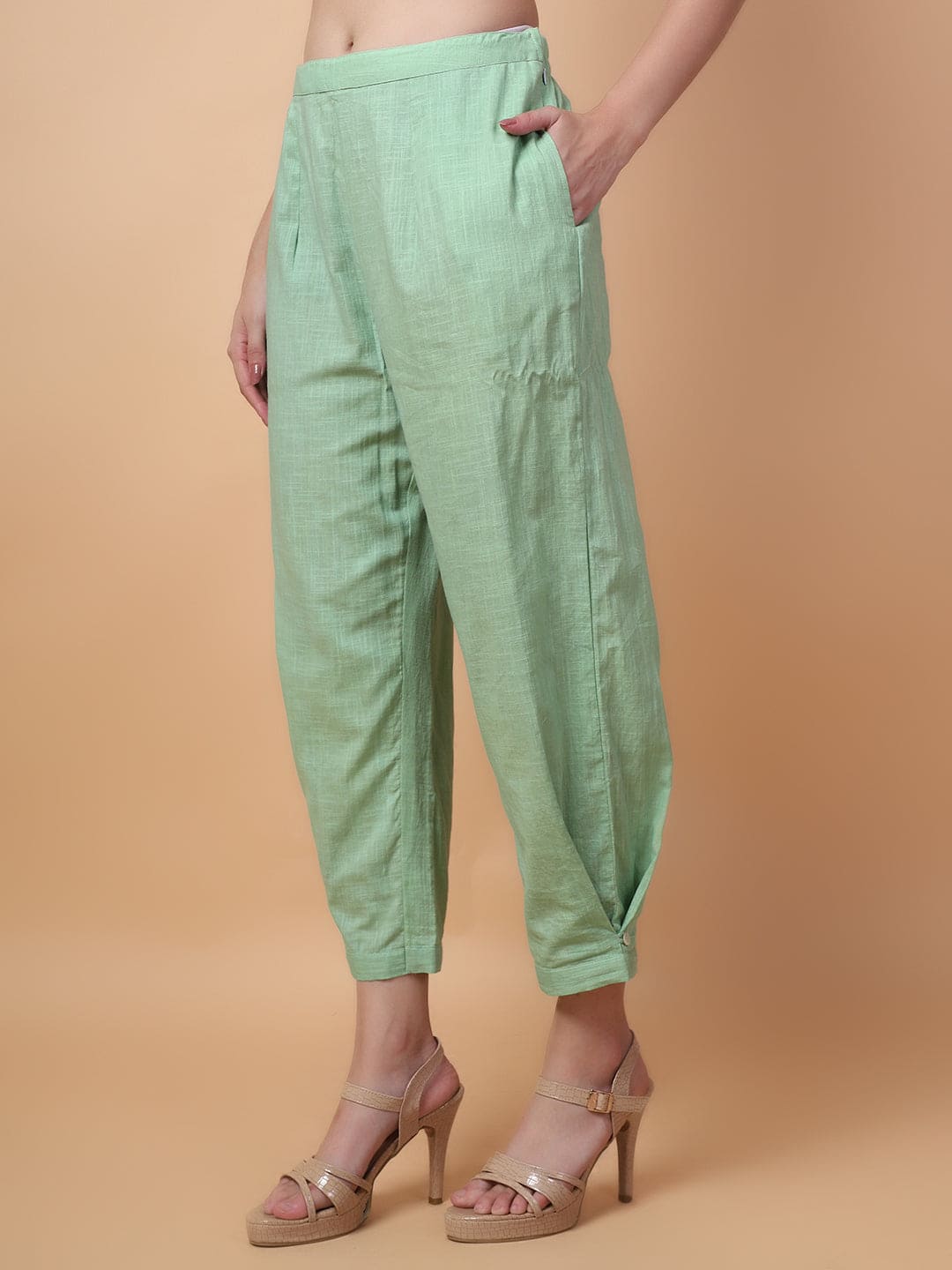 Green Mirror Work Kurta Set