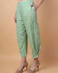 Green Mirror Work Kurta Set