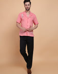 Pink Mirror Work Men Shirt