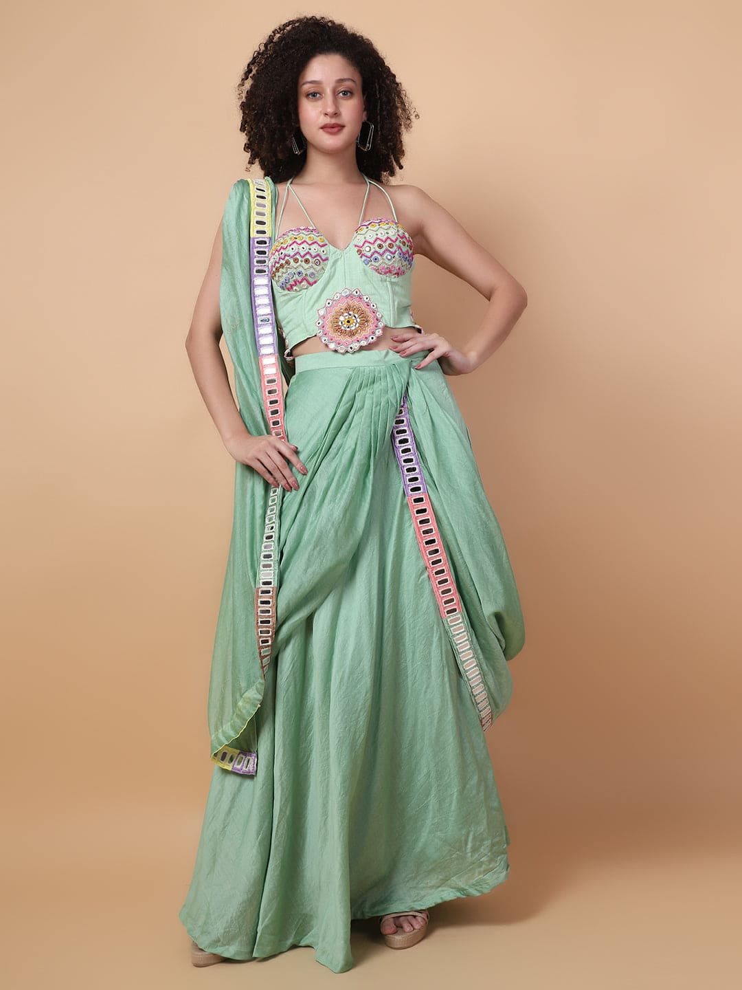 Designer Mirror Work Sarees